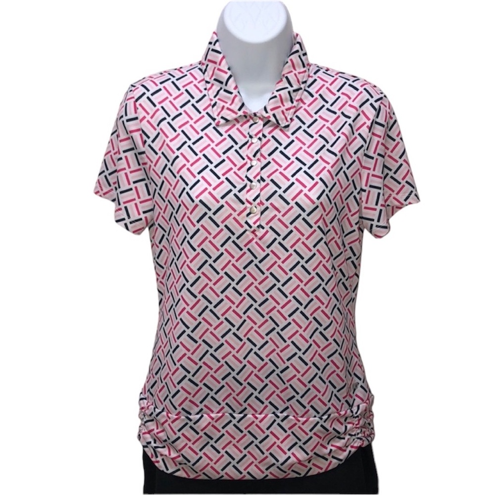 3 for $20 NIVO Sport Womens Golf Performance Short Sleeve Patterned Shirt White